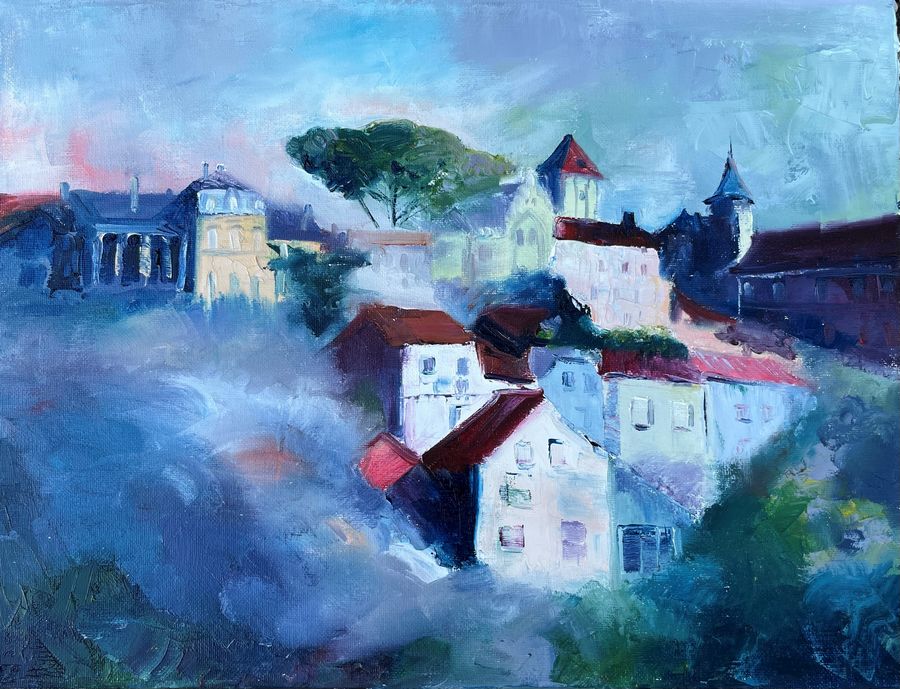 Village bleu